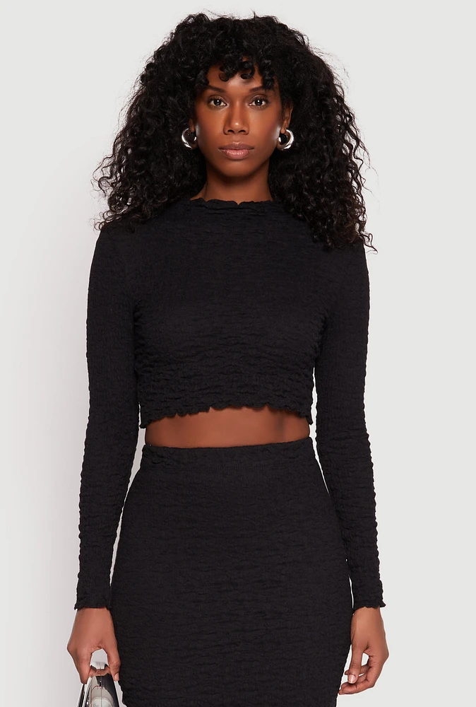 Womens Almost Famous Textured Knit Crop Top,