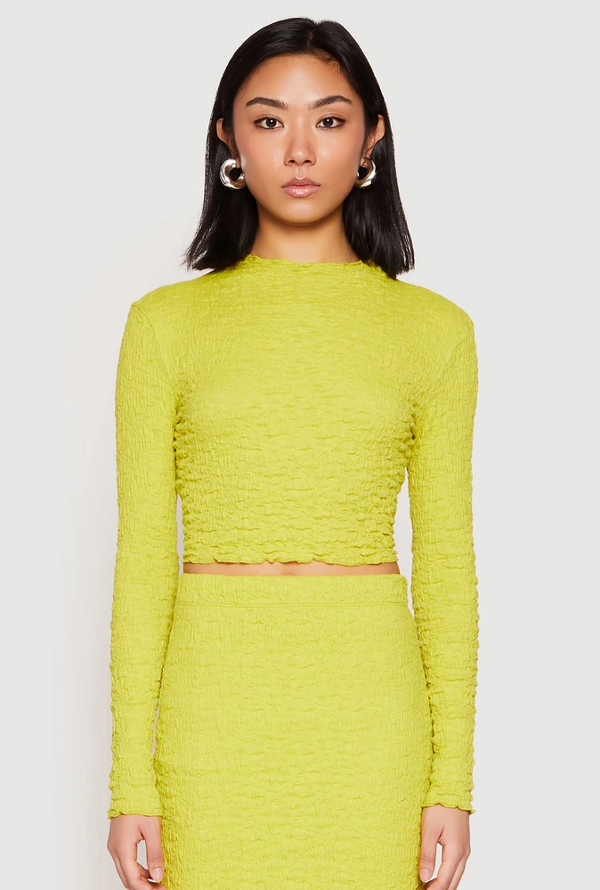 Womens Almost Famous Textured Knit Crop Top, M