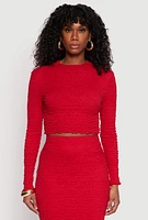 Womens Almost Famous Textured Knit Crop Top, Red, Size S
