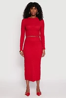 Womens Almost Famous Textured Knit Crop Top, Red, Size S