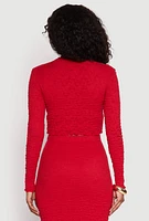 Womens Almost Famous Textured Knit Crop Top, Red, Size S