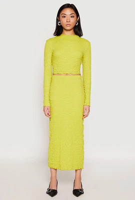 Womens Almost Famous Textured Knit Back Slit Skirt, Green, Size L