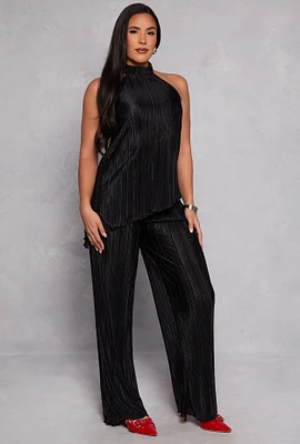 Womens Almost Famous Plisse Wide Leg Pants,