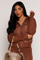 Womens Almost Famous Cable Knit Hooded Sweater,