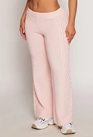 Womens Almost Famous Side Cable Knit Pants, Pink, Size M