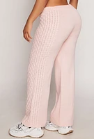 Womens Almost Famous Side Cable Knit Pants, Pink, Size M