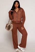 Womens Almost Famous Side Cable Knit Pants, Brown, Size S