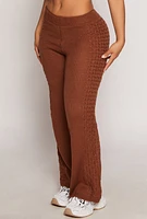 Womens Almost Famous Side Cable Knit Pants, Brown, Size S