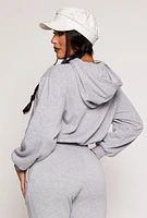 Womens Almost Famous Rhinestone Bubble Hem Hoodie, Grey, Size M