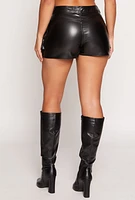 Womens Almost Famous Faux Leather Cargo Skort, Black, Size S