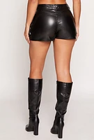 Womens Almost Famous Faux Leather Cargo Skort, Black, Size M