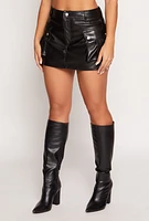 Womens Almost Famous Faux Leather Cargo Skort, Black, Size S