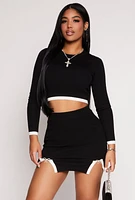 Womens Almost Famous Contrast Trim Cropped Sweater,