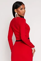 Womens Almost Famous Contrast Trim Cropped Sweater, Red, Size XL