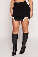 Womens Almost Famous Contrast Trim Detail Mini Skirt, Black,