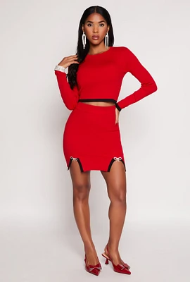 Womens Almost Famous Contrast Trim Detail Mini Skirt, Red,