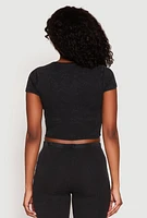 Womens Almost Famous Ribbed Knit Crop Top, Black, Size M