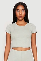 Womens Almost Famous Ribbed Knit Crop Top, L