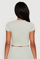Womens Almost Famous Ribbed Knit Crop Top, L