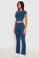 Womens Almost Famous Ribbed Knit Crop Top, M