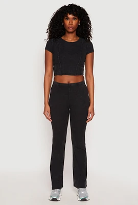 Womens Almost Famous Ribbed Knit Flare Pants, S
