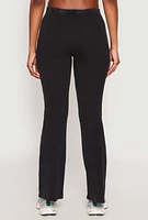 Womens Almost Famous Ribbed Knit Flare Pants, Black, Size XL