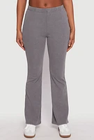 Womens Almost Famous Ribbed Knit Flare Pants, Grey, Size S