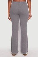 Womens Almost Famous Ribbed Knit Flare Pants, Grey, Size S