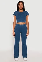 Womens Almost Famous Ribbed Knit Flare Pants,