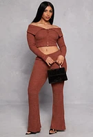 Womens Almost Famous Rib Knit Off the Shoulder Top,