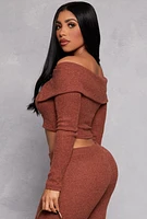 Womens Almost Famous Rib Knit Off the Shoulder Top,
