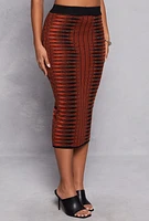 Womens Almost Famous Printed High Waist Sweater Skirt, Orange, Size L