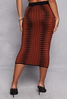 Womens Almost Famous Printed High Waist Sweater Skirt, Orange, Size L