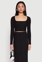 Womens Almost Famous Brushed Knit Crop Top, Black, Size M