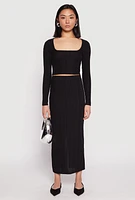 Womens Almost Famous Brushed Knit Crop Top, Black, Size M