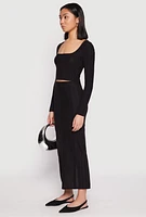 Womens Almost Famous Brushed Knit Crop Top, Black, Size M