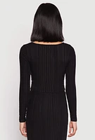 Womens Almost Famous Brushed Knit Crop Top, Black, Size M