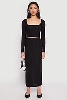 Womens Almost Famous Brushed Knit Maxi Skirt, Black, Size L