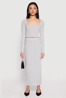Womens Almost Famous Brushed Knit Maxi Skirt, Grey, Size L