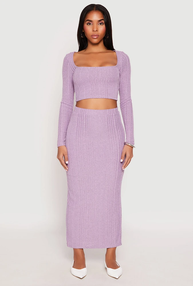 Womens Almost Famous Brushed Knit Maxi Skirt, Purple, Size XL