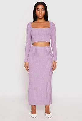 Womens Almost Famous Brushed Knit Maxi Skirt, Purple, Size XL