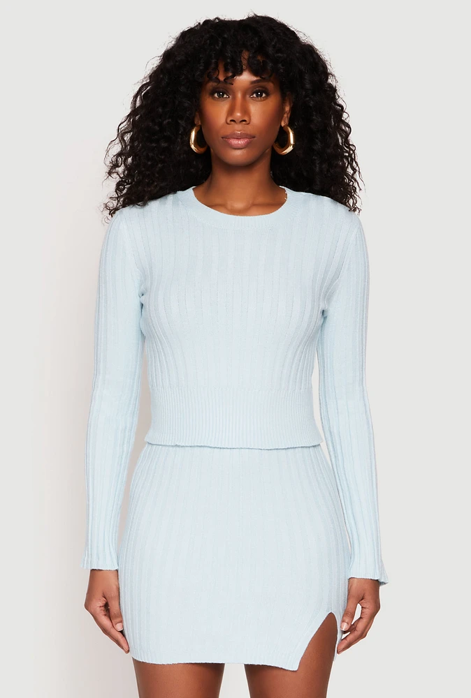 Womens Almost Famous Ribbed Knit Long Sleeve Sweater, L