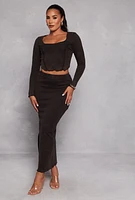 Womens Madden Girl Rib Knit Lettuce Edge Crop Top, Black, Size M