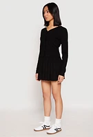 Womens Ribbed Knit Long Sleeve Cardigan, Black, Size S