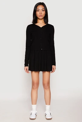 Womens High Waist Pleated Skirt, Black,