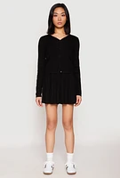 Womens High Waist Pleated Skirt, Black,