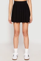 Womens High Waist Pleated Skirt, Black,