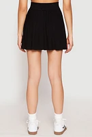 Womens High Waist Pleated Skirt, Black,