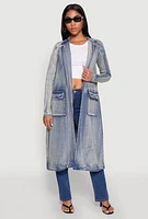 Womens Spoon Jeans Mineral Wash Denim Coat, Blue, Size M