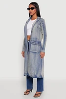 Womens Spoon Jeans Mineral Wash Denim Coat, Blue, Size S